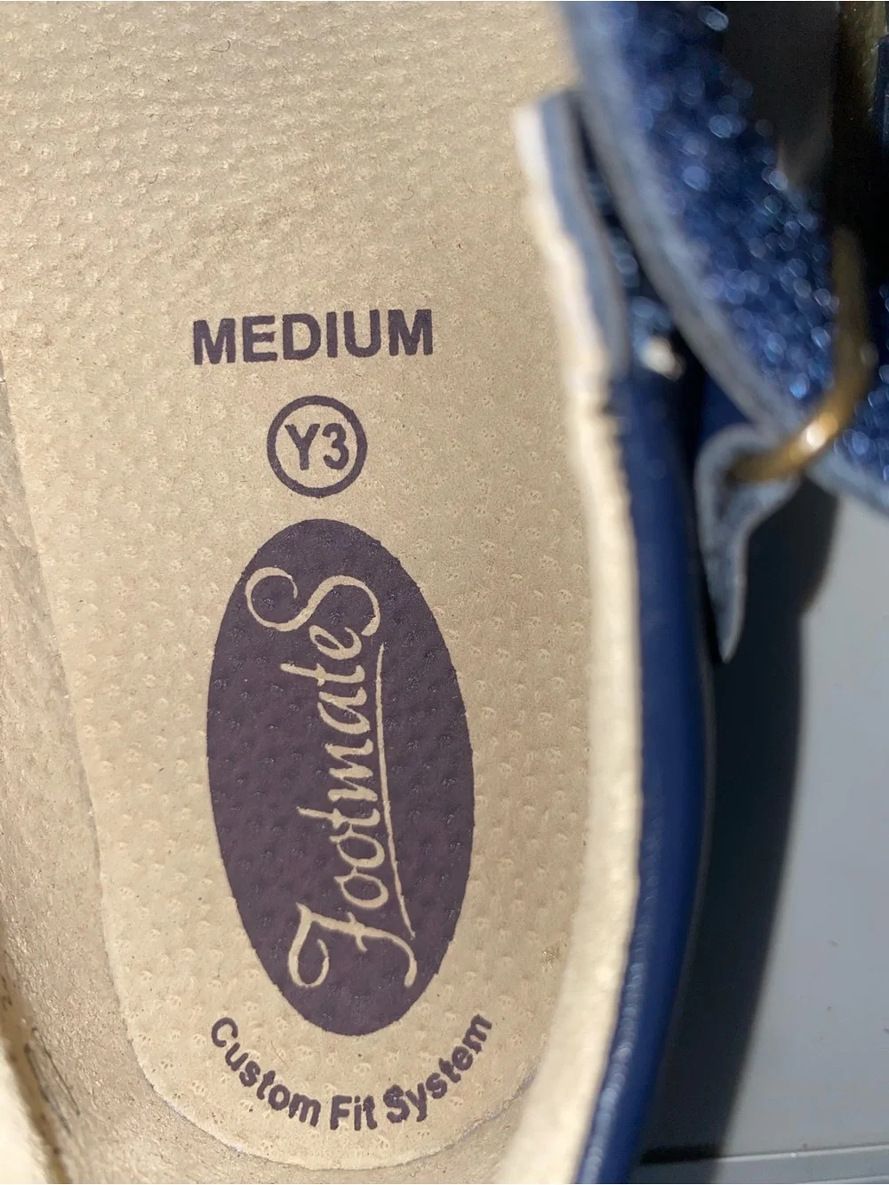 FootMates Lydia 2701 Mary Jane Girls Navy Size 3 Brogue Design Adjustable *NWOT